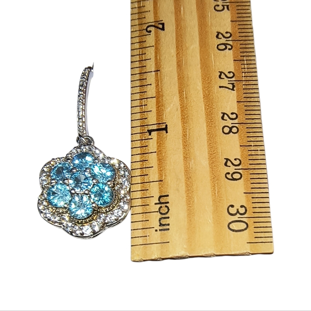 Chuck Clemency STS Blue Topaz And Sterling Silver Dangle Earrings - Picture 3 of 11